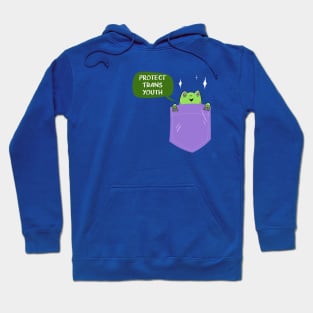 Pocket Frog says Protect Trans Youth Hoodie